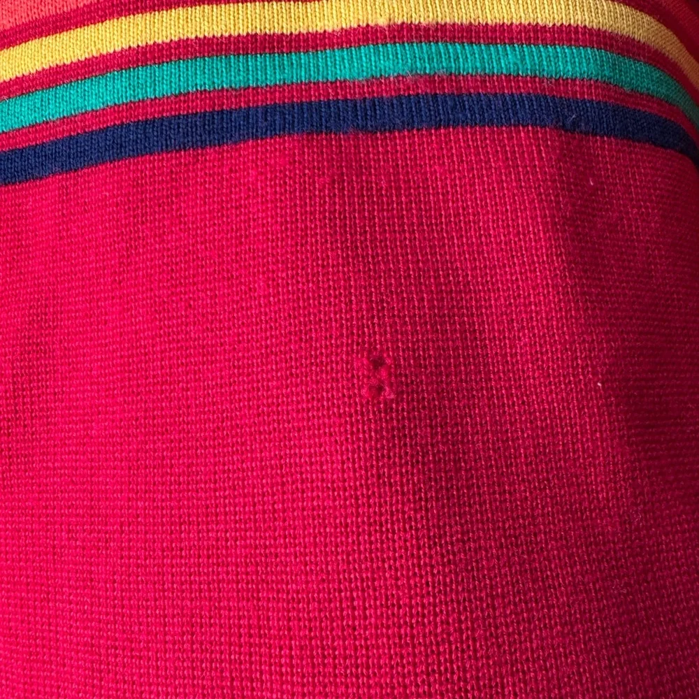 Vintage Herman’s Wool Red Sweater with Multicolor Stripes